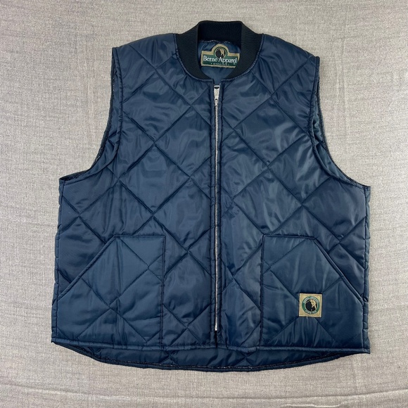 Men's Vintage Berne Apparel Quilted Vest Navy Blue No Tag - Picture 1 of 5